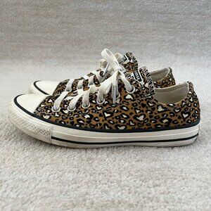 Converse Chuck Taylor All Star Low Top Leopard Heart Sneakers Shoes 7.5